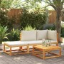 Set Divano da Giardino 3pz con Cuscini Legno Massello di Acacia