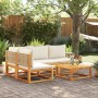 Set Divano da Giardino 5 pz con Cuscini Legno Massello Acacia