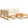 Set Divano da Giardino 5 pz con Cuscini Legno Massello Acacia