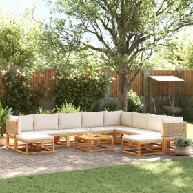 Set Divano da Giardino 11 pz con Cuscini Legno Massello Acacia