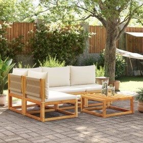 Set Divano da Giardino 5 pz con Cuscini Legno Massello Acacia