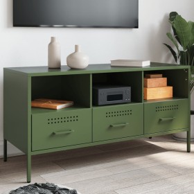 Mobile TV Verde Oliva 100,5x39x50,5cm Acciaio Laminato a Freddo