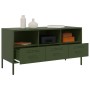 Mobile TV Verde Oliva 100,5x39x50,5cm Acciaio Laminato a Freddo