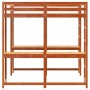 Letto Soppalco Scrivania e Scala Marrone Cera 200x200cm Pino