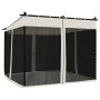 Gazebo con Pareti in Rete Crema 3x3 m in Acciaio