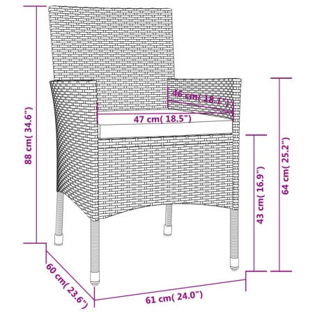 Set da Bistrò da Giardino 3 pz con Cuscini Beige in Polyrattan