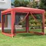 Tenda per Feste con Pareti Laterali in Rete Rossa 3x3 m HDPE