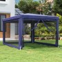 Tenda per Feste con 4 Pareti Laterali in Rete Blu 3x4 m HDPE