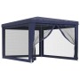 Tenda per Feste con 4 Pareti Laterali in Rete Blu 3x4 m HDPE