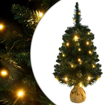 Albero di Natale Preilluminato con Supporto Verde 90 cm in PVC