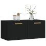 Mobile a Parete Nero 80x36,5x35 cm in Legno Multistrato