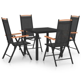 Set da Pranzo da Giardino 5 pz in Alluminio Nero