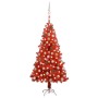 Albero di Natale Preilluminato con Palline Rosso 150 cm PVC