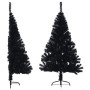 Albero di Natale Artificiale a Metà con Base Nero 150 cm PVC