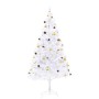 Albero di Natale Preilluminato con Palline Bianco 210 cm