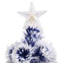 Albero Natale Preilluminato Bianco e Blu 64 cm in Fibra Ottica