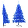 Albero di Natale Artificiale a Metà con Supporto Blu 150 cm PVC