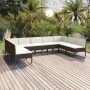 Set Divani da Giardino 9 pz con Cuscini in Polyrattan Marrone