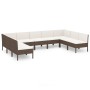 Set Divani da Giardino 9 pz con Cuscini in Polyrattan Marrone