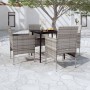 Set da Pranzo da Giardino 5 pz con Cuscini Grigio e Nero