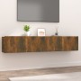 Mobili TV 2 pz Rovere Fumo 80x30x30 cm Legno Multistrato