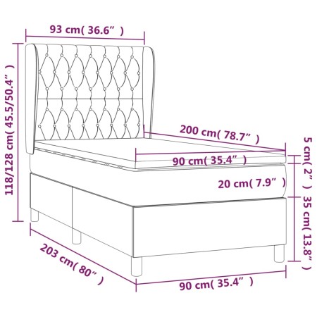 Giroletto a Molle con Materasso Marrone Scuro 90x200 cm Tessuto