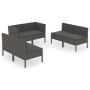 Set Divani da Giardino 6 pz con Cuscini in Polyrattan Grigio