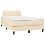 Letto a Molle con Materasso e LED Crema 120x200cm in Tessuto