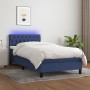 Letto a Molle con Materasso e LED Blu 90x200 cm in Tessuto