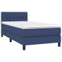 Letto a Molle con Materasso e LED Blu 90x200 cm in Tessuto