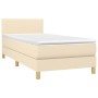 Letto a Molle con Materasso e LED Crema 90x200 cm in Tessuto