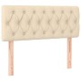 Letto a Molle con Materasso e LED Crema 90x200 cm in Tessuto