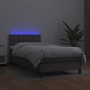 Giroletto Molle con Materasso e LED Grigio 90x200cm Similpelle