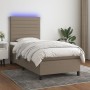 Letto a Molle con Materasso e LED Tortora 90x200 cm in Tessuto