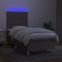 Letto a Molle con Materasso e LED Tortora 90x200 cm in Tessuto