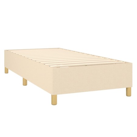 Letto a Molle con Materasso e LED Crema 90x190 cm in Tessuto