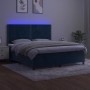 Letto a Molle con Materasso e LED Blu Scuro 180x200 cm