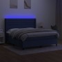 Letto a Molle con Materasso e LED Blu 180x200 cm in Tessuto