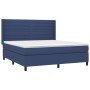 Letto a Molle con Materasso e LED Blu 180x200 cm in Tessuto