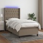 Letto a Molle con Materasso e LED Tortora 90x200 cm in Tessuto