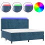 Letto a Molle con Materasso e LED Blu Scuro 200x200 cm