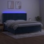 Letto a Molle con Materasso e LED Blu Scuro 200x200 cm