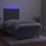 Letto a Molle Materasso e LED Grigio Chiaro 90x200 cm Velluto