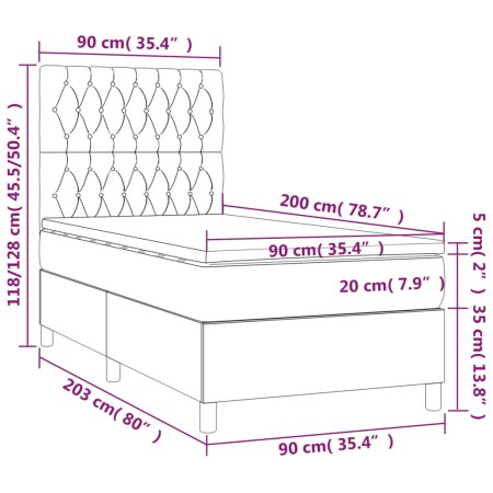 Giroletto a Molle con Materasso Marrone Scuro 90x200 cm Tessuto