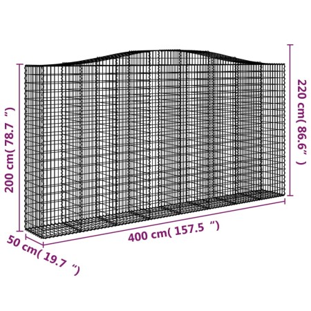 Cesti Gabbioni ad Arco 10 pz 400x50x200/220 cm Ferro Zincato