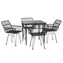 Set da Pranzo da Giardino 5 pz Nero in Polyrattan