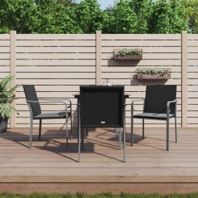 Set Pranzo da Giardino 5pz con Cuscini in Polyrattan e Acciaio