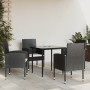 Set da Pranzo da Giardino 5 pz Nero in Polyrattan e Acciaio