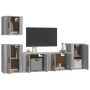 Set di Mobili Porta TV 5 pz Grigio Sonoma in Legno Multistrato