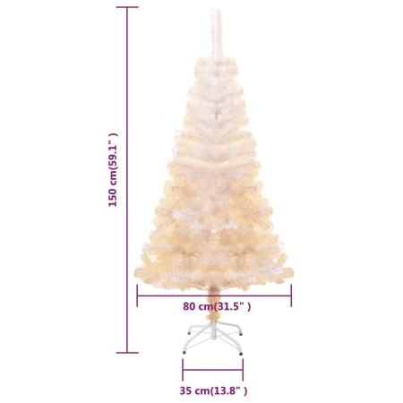 Albero di Natale Artificiale Punte Iridescenti Bianco 150cm PVC